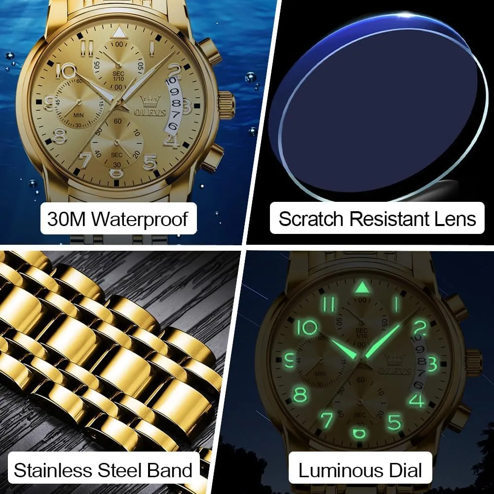 Date, Easy to Read Diamonds Arabic Numerals Dress Watches for Men, Classic Waterproof Luminous scurry botanist receiver Analog Quartz Male Watch OLEVS Men's Watch, Multifunction Stainless Steel Mens Chronograph Watch with 