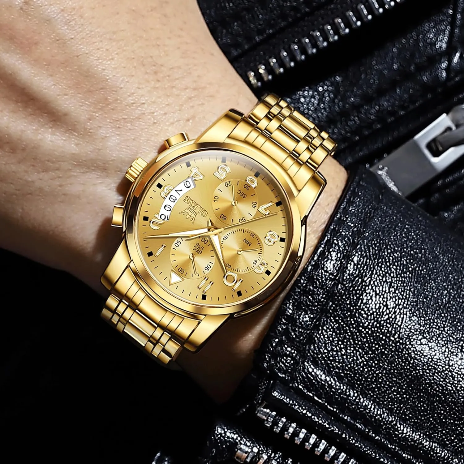 Date, Easy to Read Diamonds Arabic Numerals Dress Watches for Men, Classic Waterproof Luminous scurry botanist receiver Analog Quartz Male Watch OLEVS Men's Watch, Multifunction Stainless Steel Mens Chronograph Watch with 