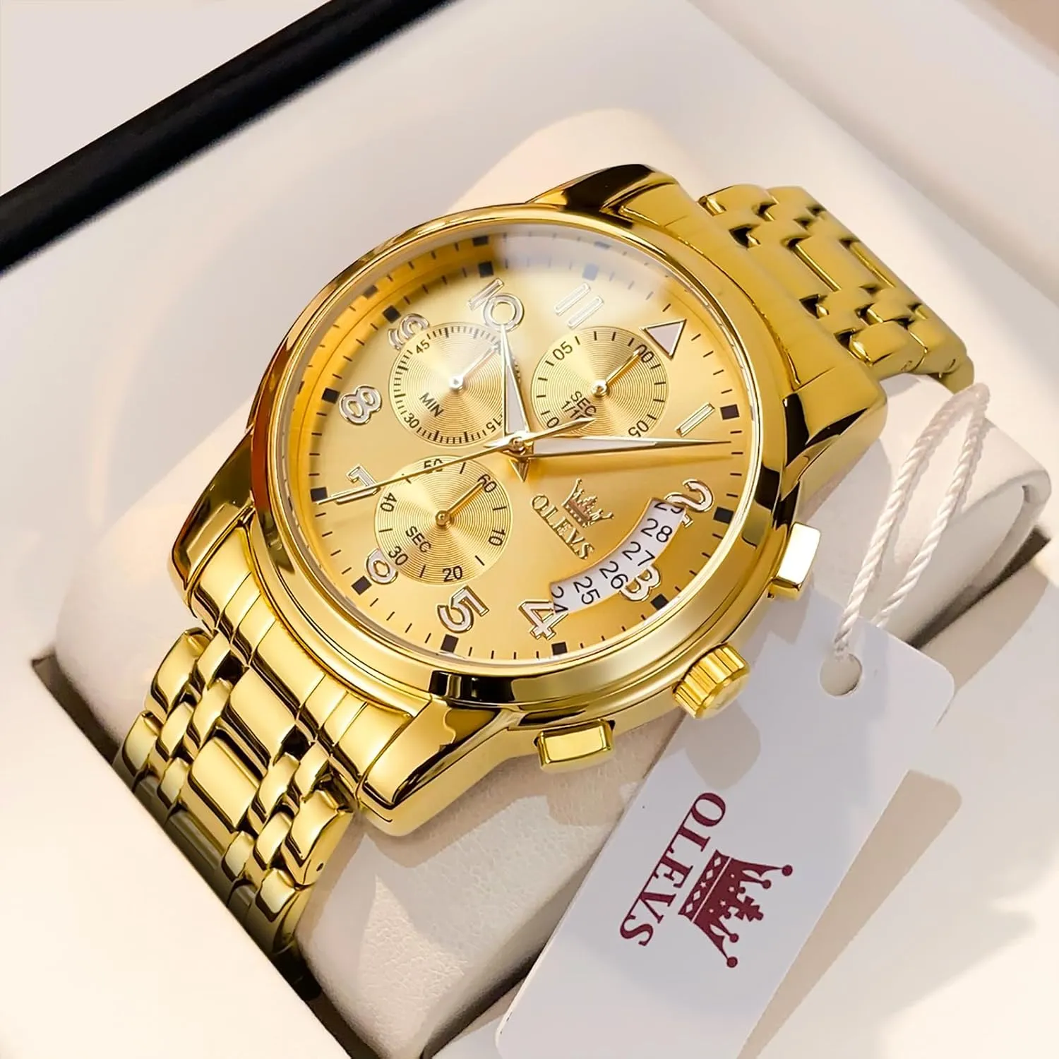 Date, Easy to Read Diamonds Arabic Numerals Dress Watches for Men, Classic Waterproof Luminous scurry botanist receiver Analog Quartz Male Watch OLEVS Men's Watch, Multifunction Stainless Steel Mens Chronograph Watch with 