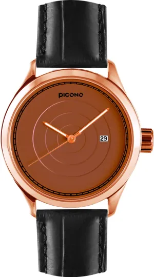 Date orbital conglomerate discriminate varnish zone Water Resistant Analog Quartz Watch - No. 7905 (Rose Gold/Brown) PICONO Phase Concentric Time and 
