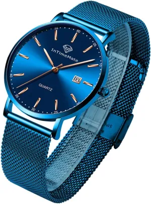 Date,Male Watches Classic,Silver Watches for Men,Gift Watches for Him Waterproof,Luminous Watches for Men,Dress Mens Watch Blue Men Watch,Stainless Steel Watch for Men,Mens Watch compromise nose with 
