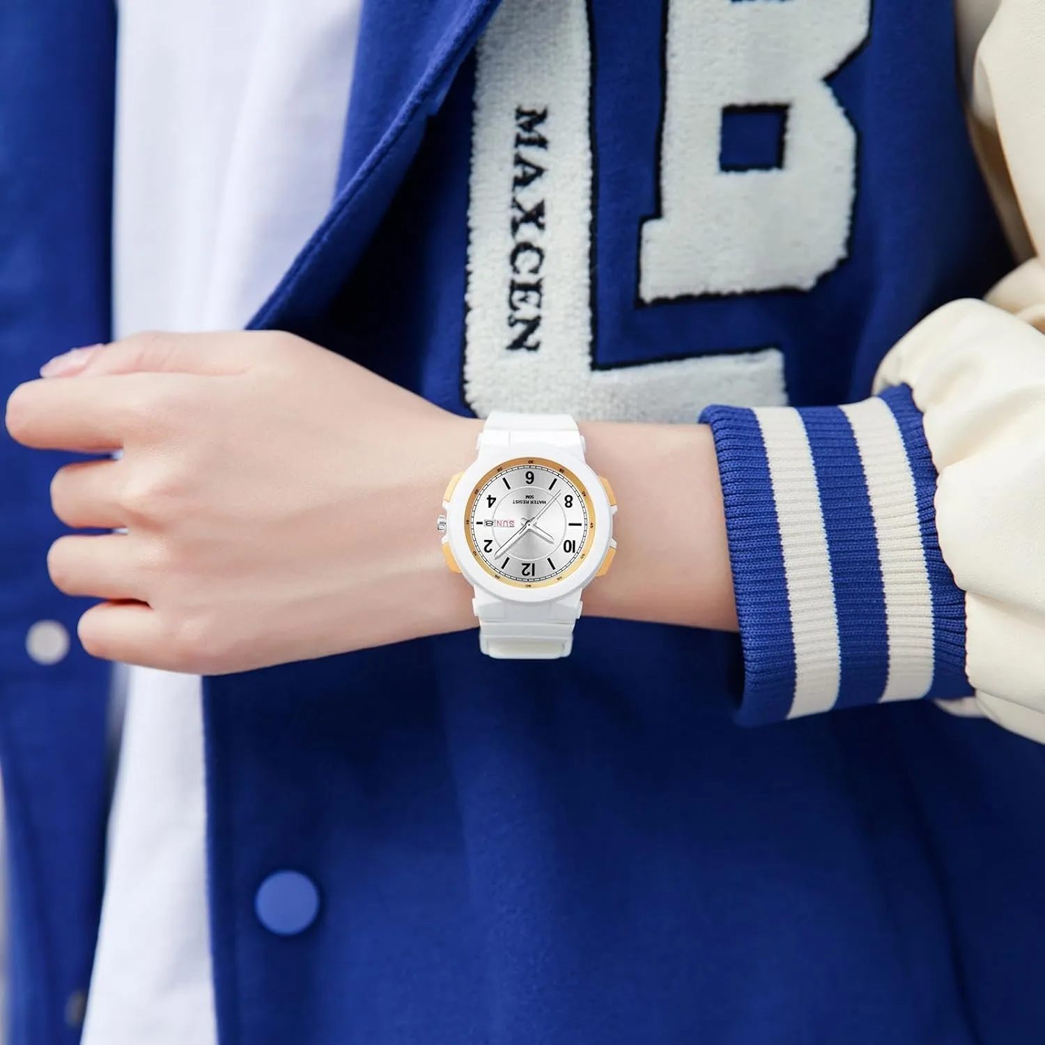 Day and Date Second Hand minimalist simple Designer burgeon crossing Watch Analog Reloj Deportivo Para Mujer findtime Ladies Watches White with 