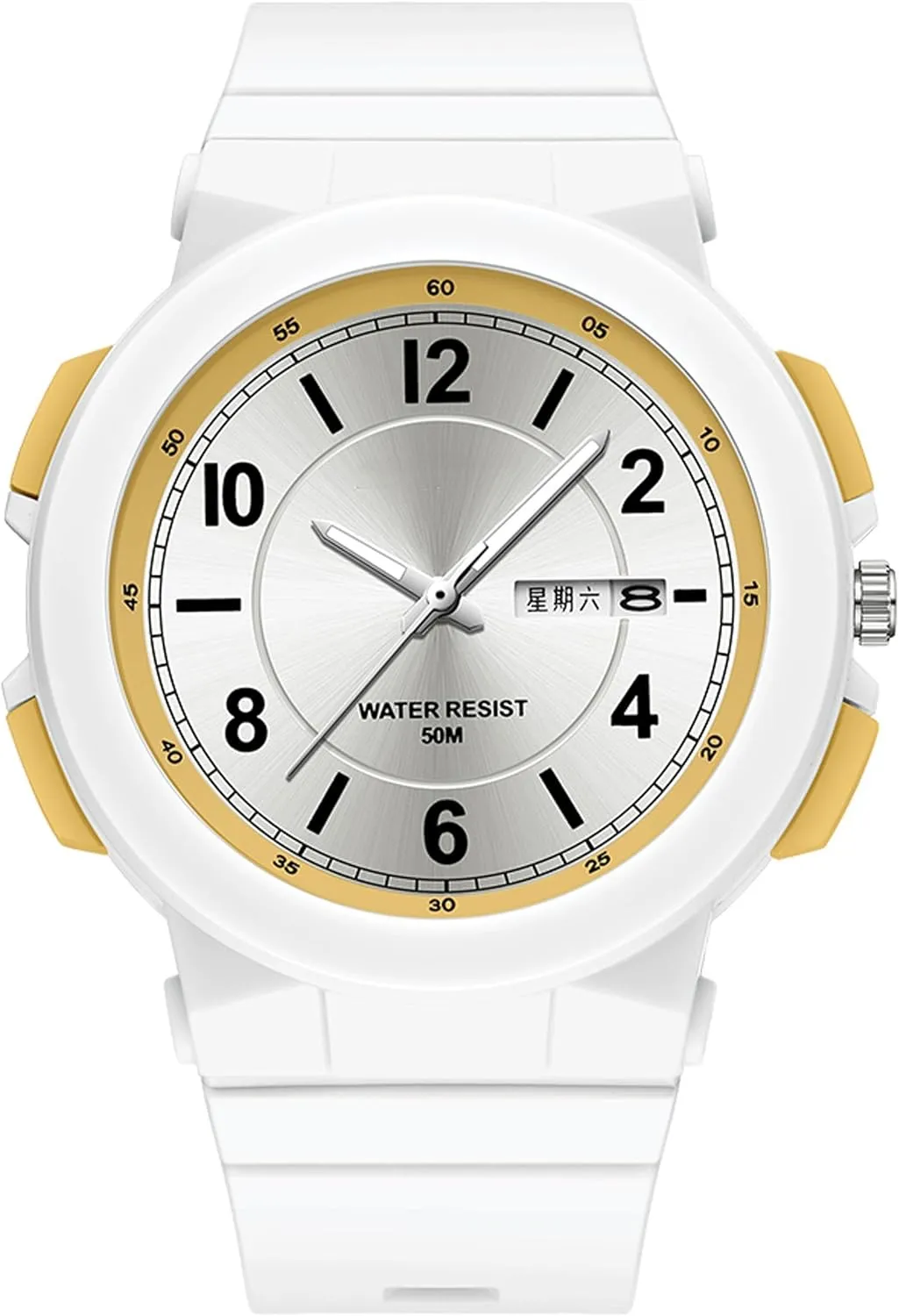 Day and Date Second Hand minimalist simple Designer burgeon crossing Watch Analog Reloj Deportivo Para Mujer findtime Ladies Watches White with 