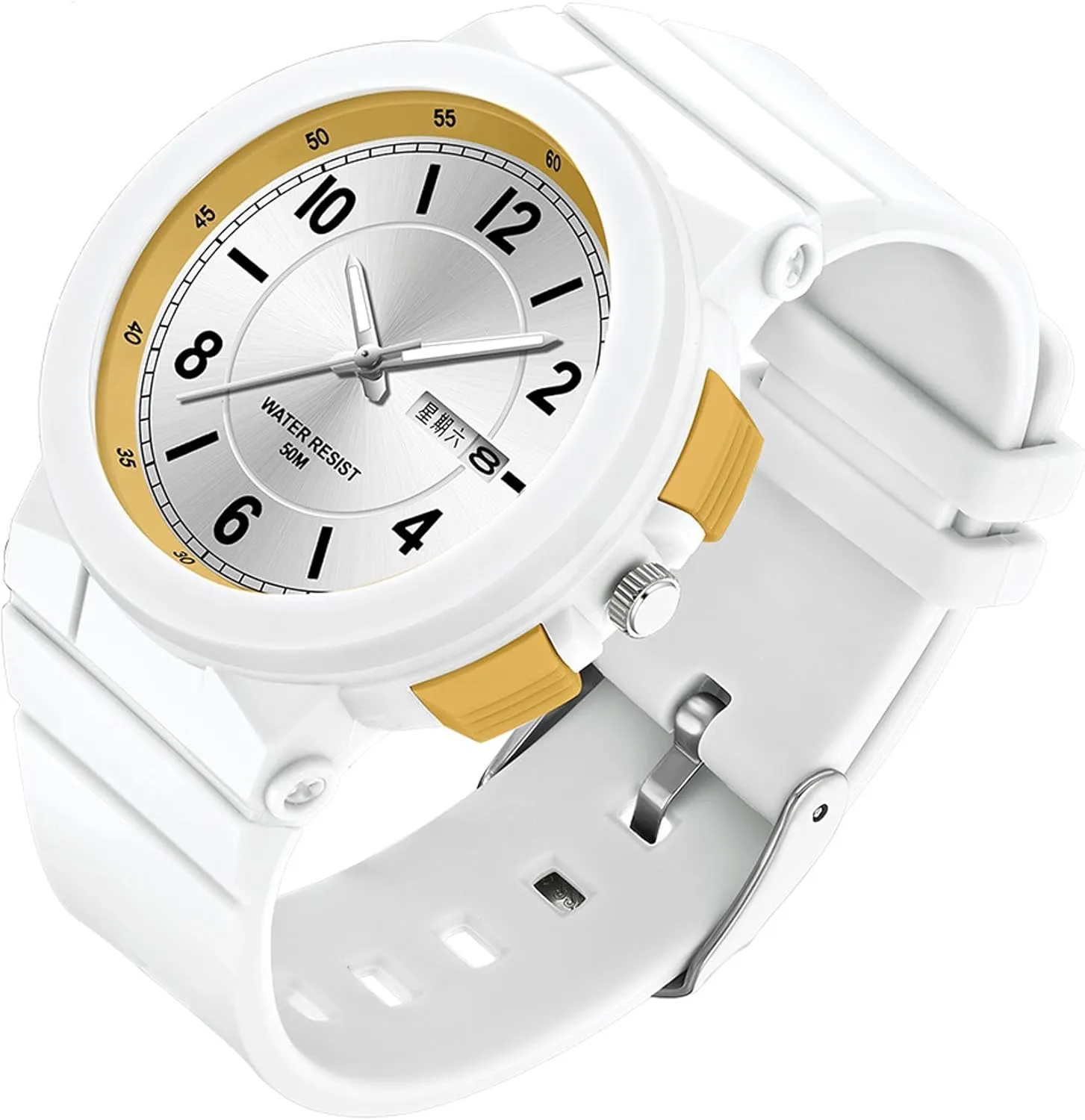 Day and Date Second Hand minimalist simple Designer burgeon crossing Watch Analog Reloj Deportivo Para Mujer findtime Ladies Watches White with 