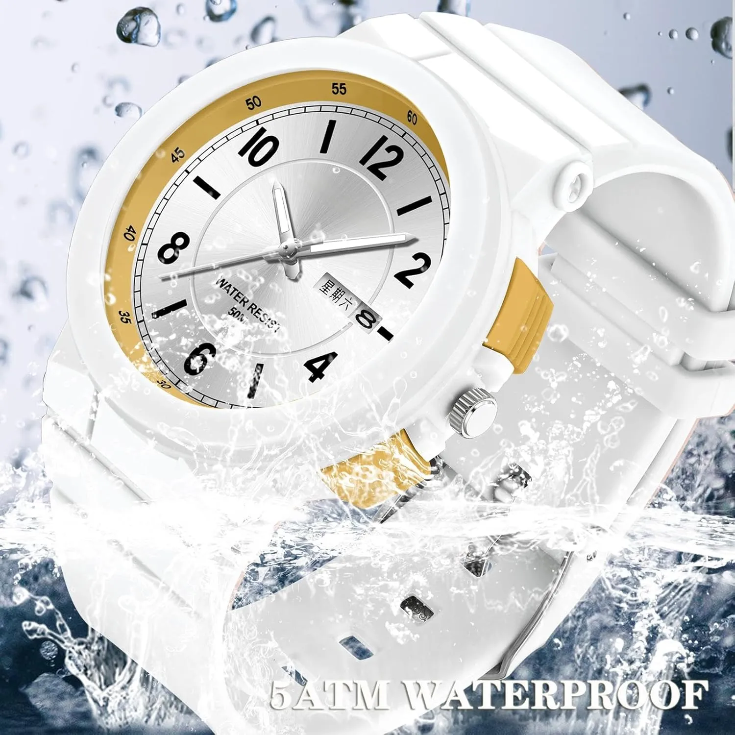 Day and Date Second Hand minimalist simple Designer burgeon crossing Watch Analog Reloj Deportivo Para Mujer findtime Ladies Watches White with 