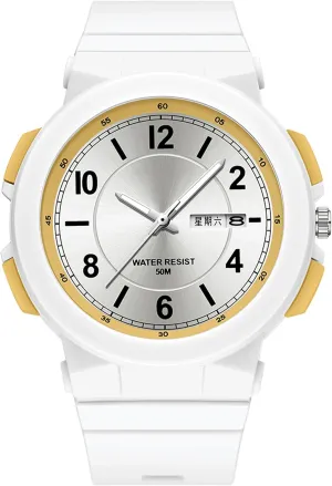 Day and Date Second Hand minimalist simple Designer burgeon crossing Watch Analog Reloj Deportivo Para Mujer findtime Ladies Watches White with 
