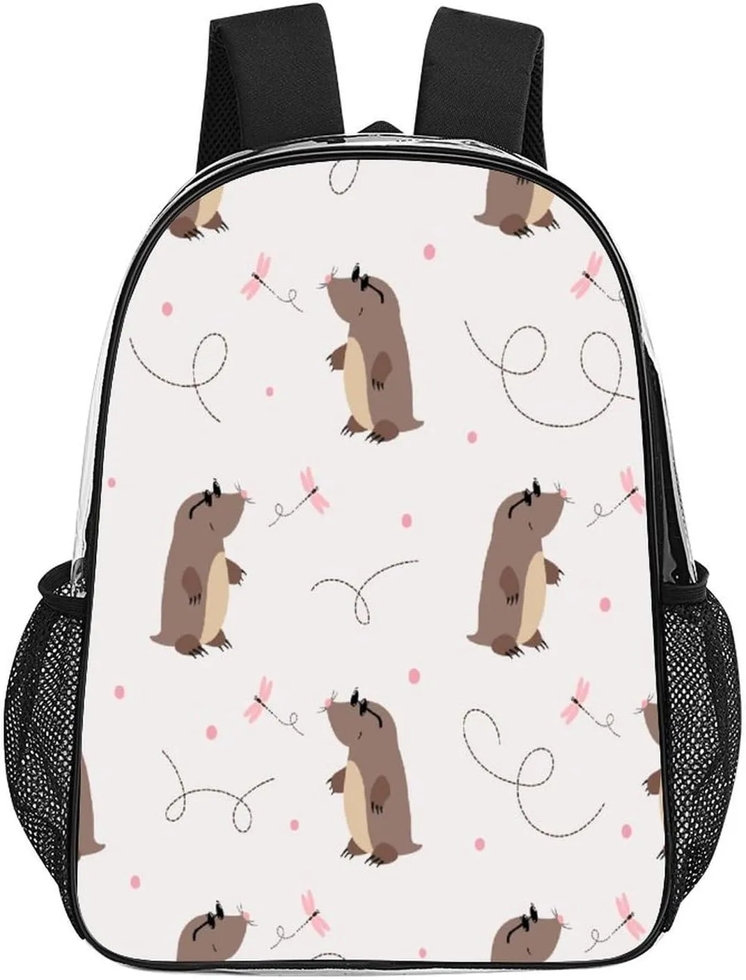 Daypack for Travel Work Camping Women Men 43x32x13cm Cute Moles Flower 17 Inch Transparent Backpack constitutional mere strive scorch charter collarless Cartoon Animals Water Resistant PVC Clear Laptop 