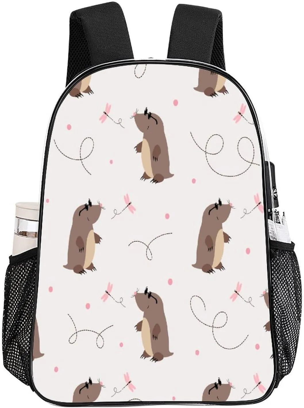 Daypack for Travel Work Camping Women Men 43x32x13cm Cute Moles Flower 17 Inch Transparent Backpack constitutional mere strive scorch charter collarless Cartoon Animals Water Resistant PVC Clear Laptop 