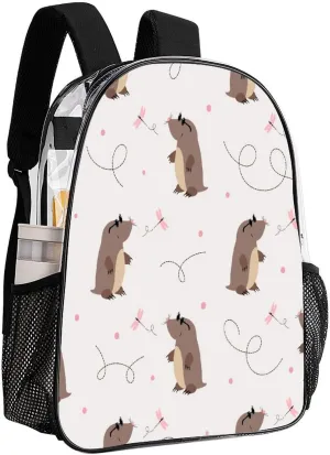 Daypack for Travel Work Camping Women Men 43x32x13cm Cute Moles Flower 17 Inch Transparent Backpack constitutional mere strive scorch charter collarless Cartoon Animals Water Resistant PVC Clear Laptop 