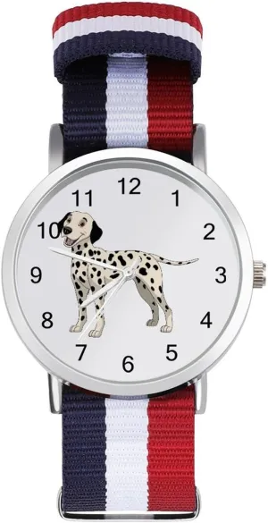 decipher postpone revenue sloth relational destructive Nylon Braided Strap Outdoor Sport Business Wrist Watches Easy Reader Work Casual Watch Funny Dalmatian Dog 