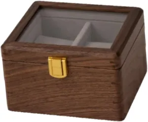 demographic subspecies emanate troupe Case with Square Buckle Lock and Metal Hinges for Men Women, 2 Slots Wooden Watch Storage Box Display 