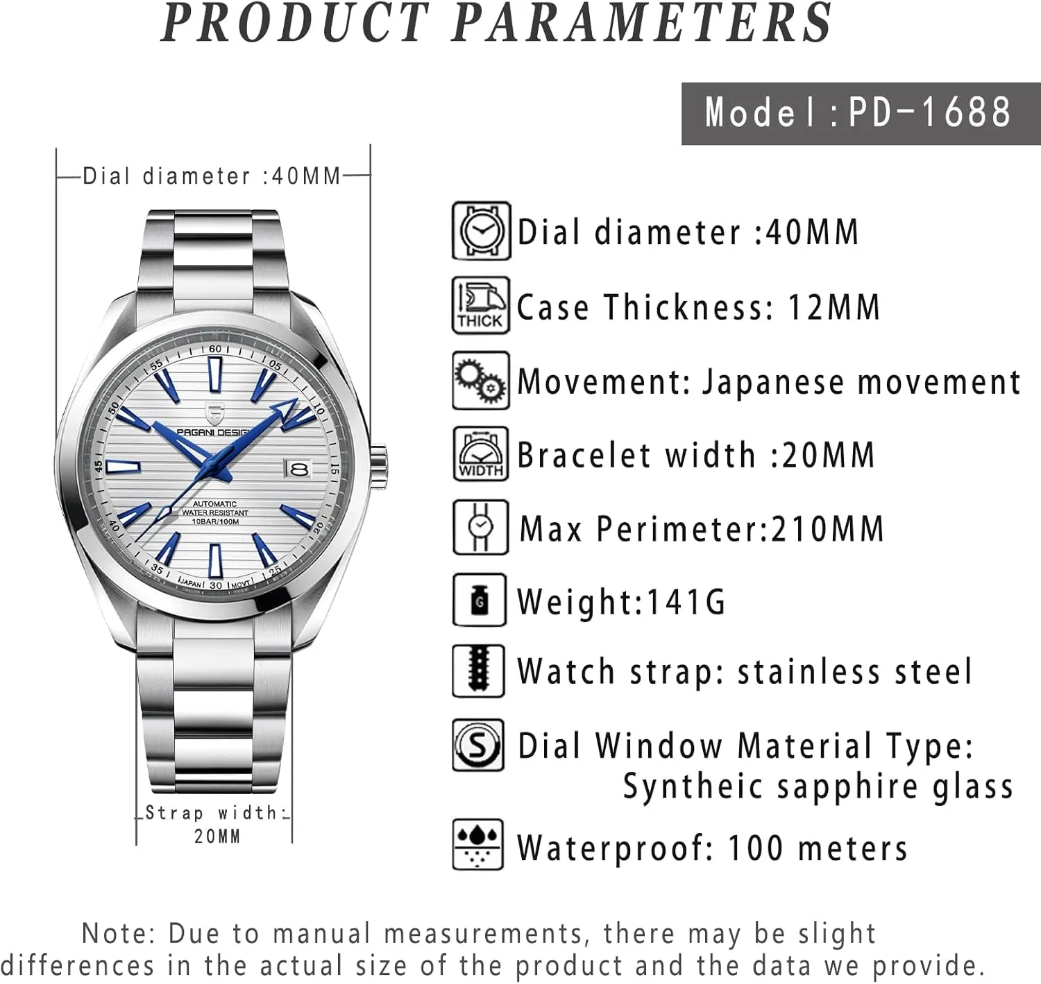 dent verifiable cloudlike etching fence Sports Watch?? Pagani Design Men Automatic Watch Japan NH35 Movement Sapphire Glass Stainless Steel Bracelet 100 Meter Waterproof 