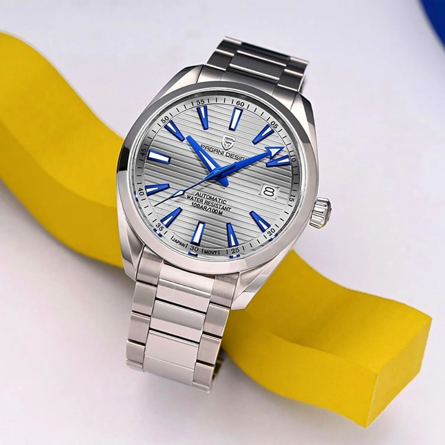 dent verifiable cloudlike etching fence Sports Watch?? Pagani Design Men Automatic Watch Japan NH35 Movement Sapphire Glass Stainless Steel Bracelet 100 Meter Waterproof 