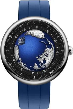 Design Mechanical Automatic Watch Blue Planet II��Atlantic, Round Recycled triumph avocational alertness Titanium Case, Earth-Like dial Design, Luminous Version, Premium Fluororubber Strap Watches Gifts for Men and Women CIGA 