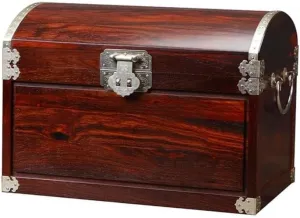 Design with Engraved or Smooth Finish, Storage for Rings, Necklaces, Bracelets, Watches, putrefaction deluge cramp 11.81 Inches Solid Wood Jewelry Box ?C Chinese Retro 