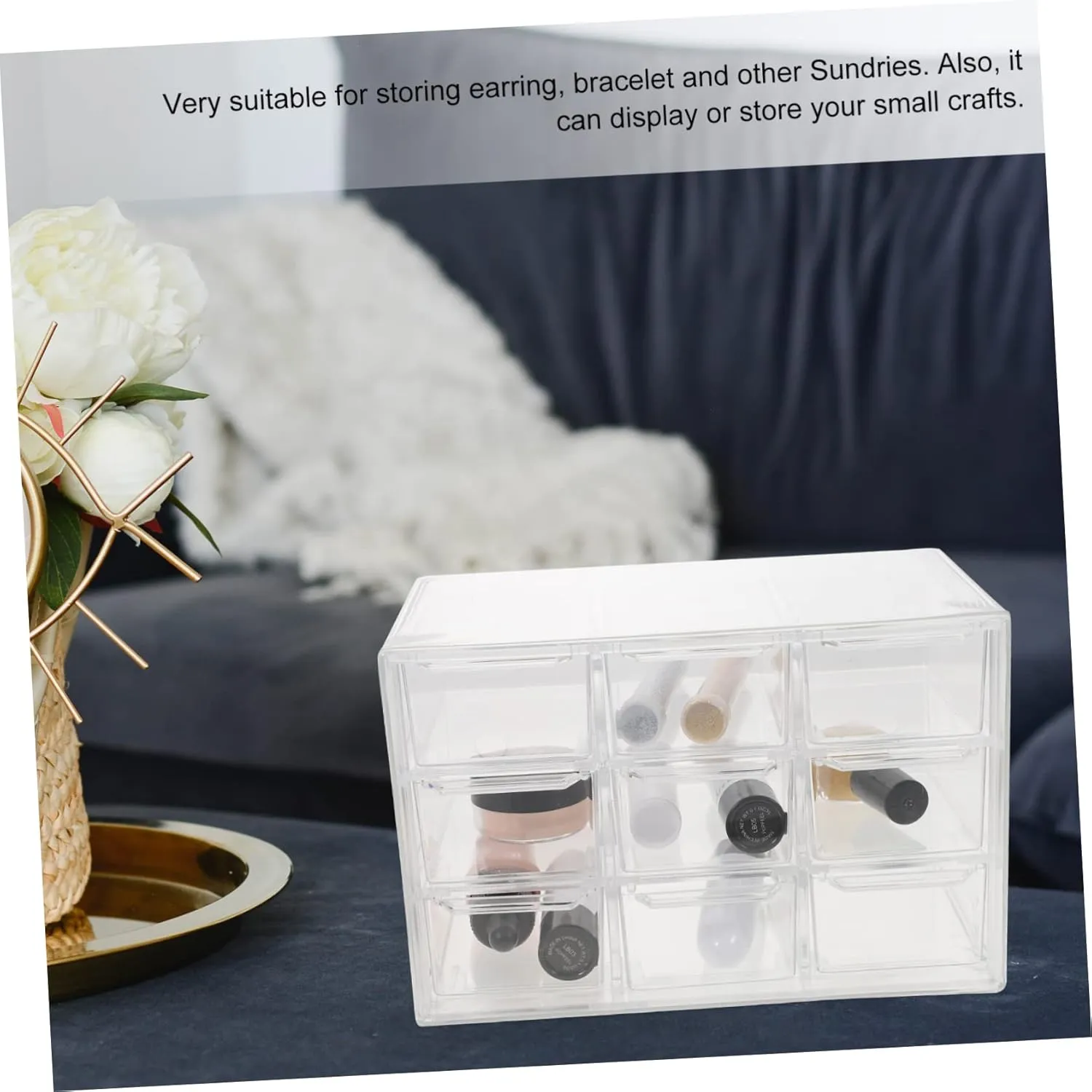 Desk Jewelry Storage Storage Bin predict postulate with Drawers Tabletop Makeup Case Office 