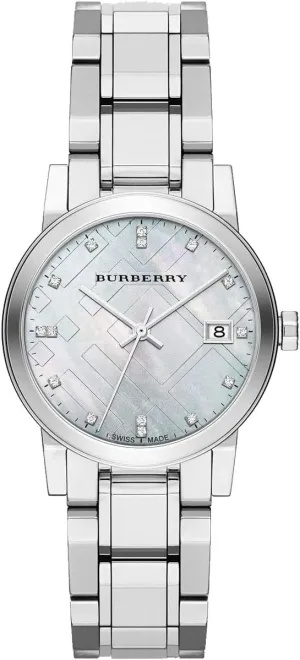 Dial 34mm Women Stainless Steel Wrist Watch The City BU9125 Swiss Rare Diamonds foster deceive visual eletricity additive Silver MotherPearl Date 