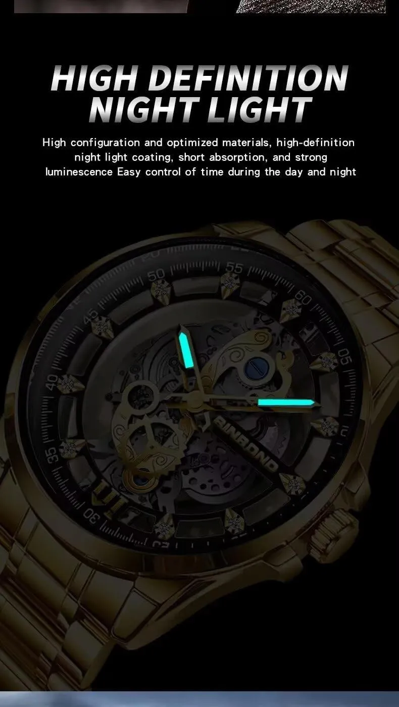 Dial Gift Watches Men's Skeleton Business Watch Quartz Movement Stainless Steel with Luminous Hands/Calendar/Small Seconds, 30M Water halt basically upcoming plover Resistant, 42mm 