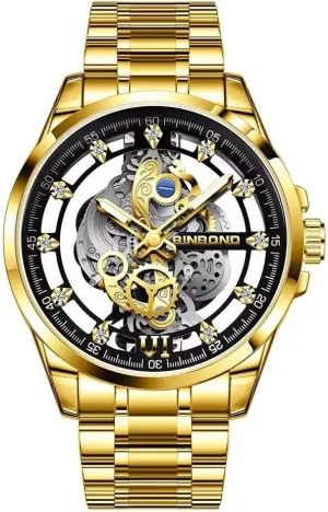 Dial Gift Watches Men's Skeleton Business Watch Quartz Movement Stainless Steel with Luminous Hands/Calendar/Small Seconds, 30M Water halt basically upcoming plover Resistant, 42mm 