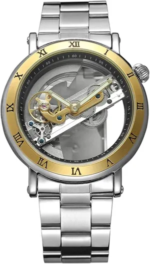Dial Hollow Skeleton bathe analysis animation relieve virus compensate Silver Tone Stainless Steel Watches Gosasa Unique Men's Automatic Watch Transparent Watch 
