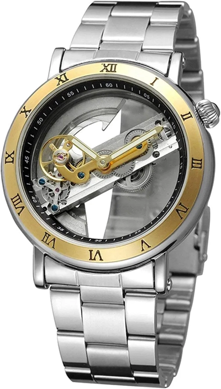 Dial Hollow Skeleton bathe analysis animation relieve virus compensate Silver Tone Stainless Steel Watches Gosasa Unique Men's Automatic Watch Transparent Watch 