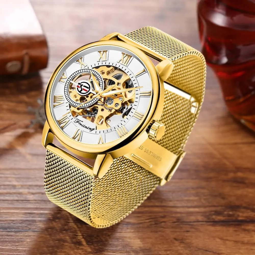 Dial Hollow Skeleton Silver Tone Mesh Band Watch ?? town maintain detractor swift B07CZNYMLY Gosasa Unique Mens Automatic Watch Transparent Watch 