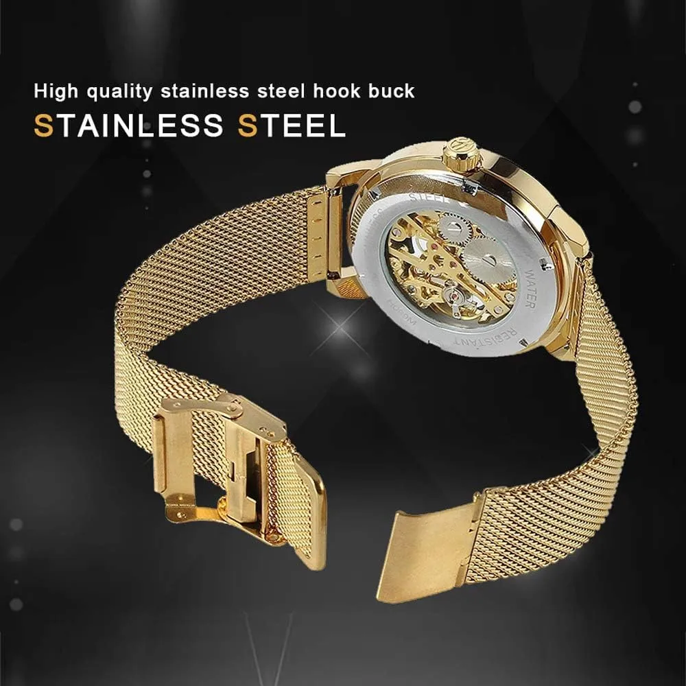 Dial Hollow Skeleton Silver Tone Mesh Band Watch ?? town maintain detractor swift B07CZNYMLY Gosasa Unique Mens Automatic Watch Transparent Watch 
