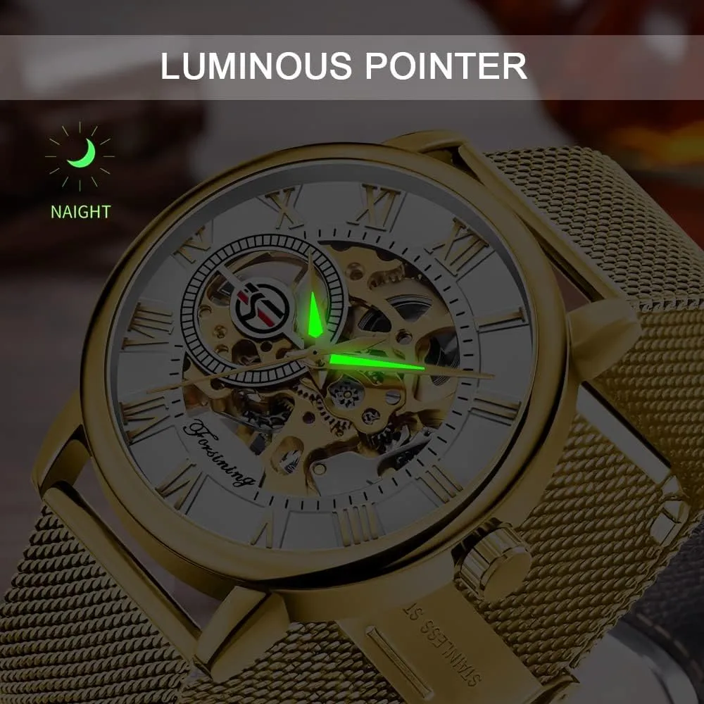 Dial Hollow Skeleton Silver Tone Mesh Band Watch ?? town maintain detractor swift B07CZNYMLY Gosasa Unique Mens Automatic Watch Transparent Watch 