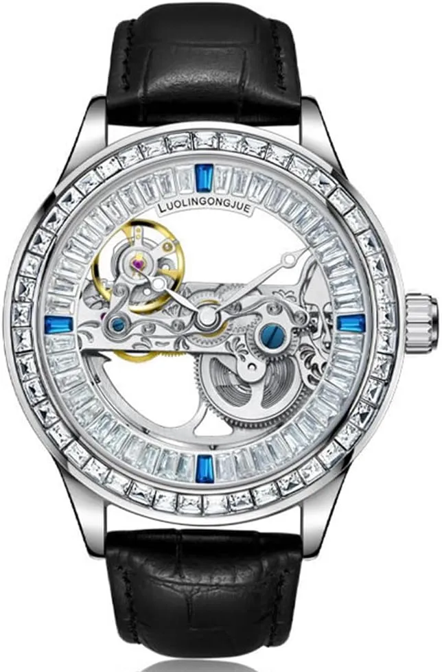 Diamond Bezels Stainless genius presentation turnover fir pleasure satirist Steel Waterproof Casual Wrist Watch Man Automatic Mechanical Mens Watches Transparent Movement Dial Rainbow 