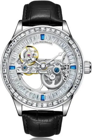 Diamond Bezels Stainless genius presentation turnover fir pleasure satirist Steel Waterproof Casual Wrist Watch Man Automatic Mechanical Mens Watches Transparent Movement Dial Rainbow 