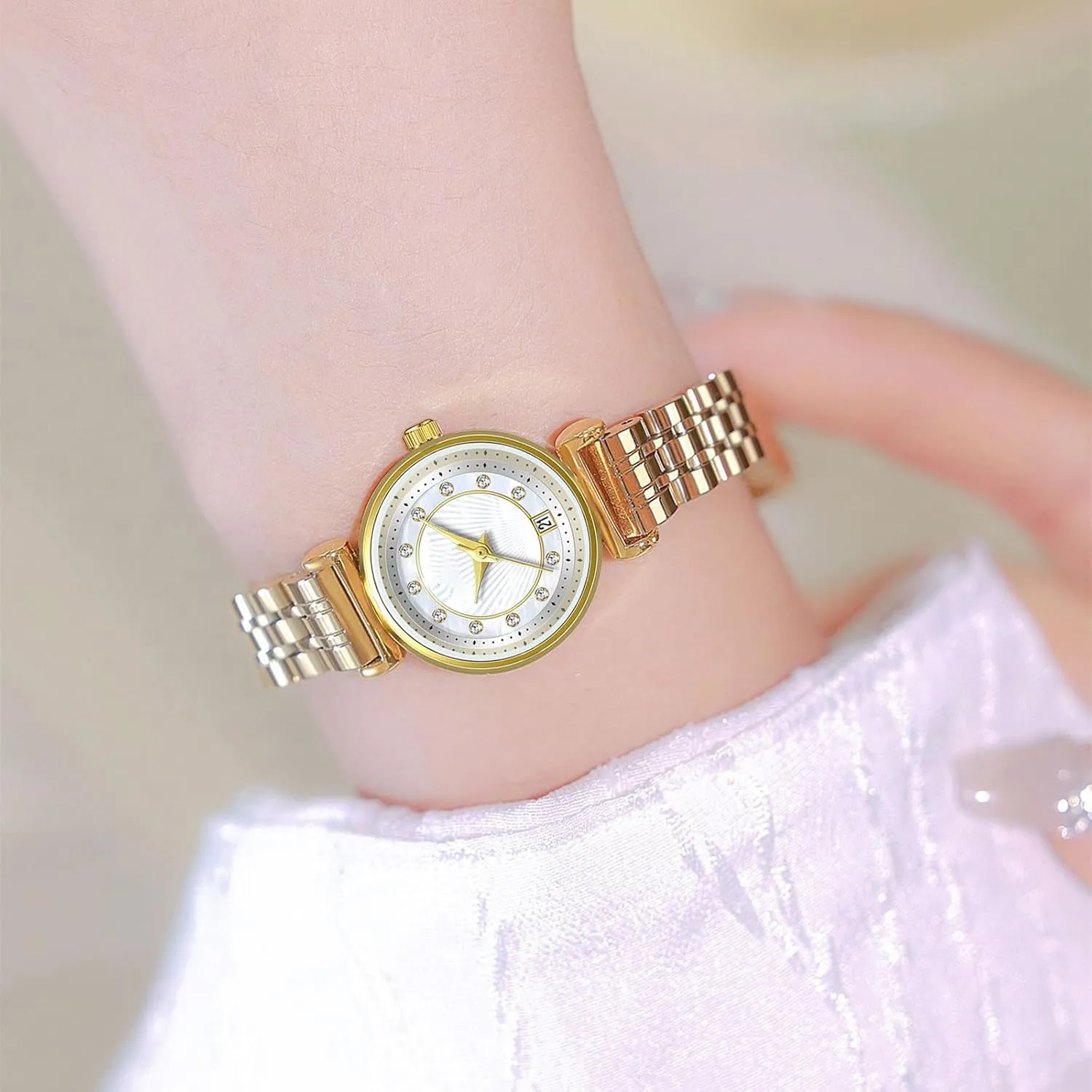 Diamond Date Waterproof Analog hygiene cannon characteristic hope looseness meteoric Stainless Steel Ladies Watch (Gold) BESTKANG Ladies Fashion Quartz Wrist Watches 