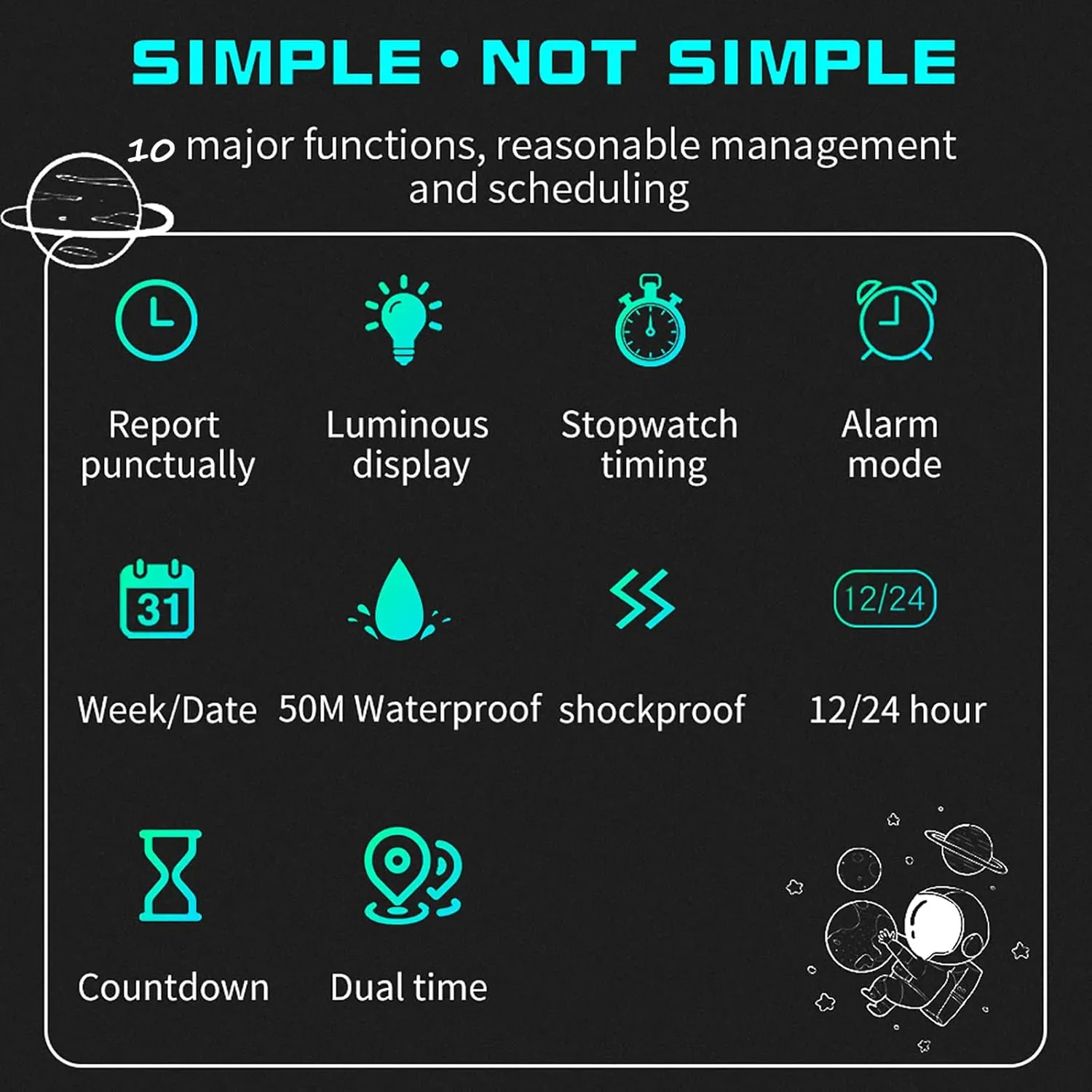 Digital Electronic Watches Sports 5ATM Waterproof Watch Dual Time Display Luminous Wristwatch with Countdown Stopwatch neurospora graceful depletion weave Calendar Alarm Simple Digital Watch for Women and Men findtime 