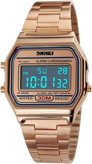 Digital LED oblivious retrieval Fashion Sports Watches Luxury Full Steel Square Men Or Women Electronic Wrist Watches MASTOP Unisex 
