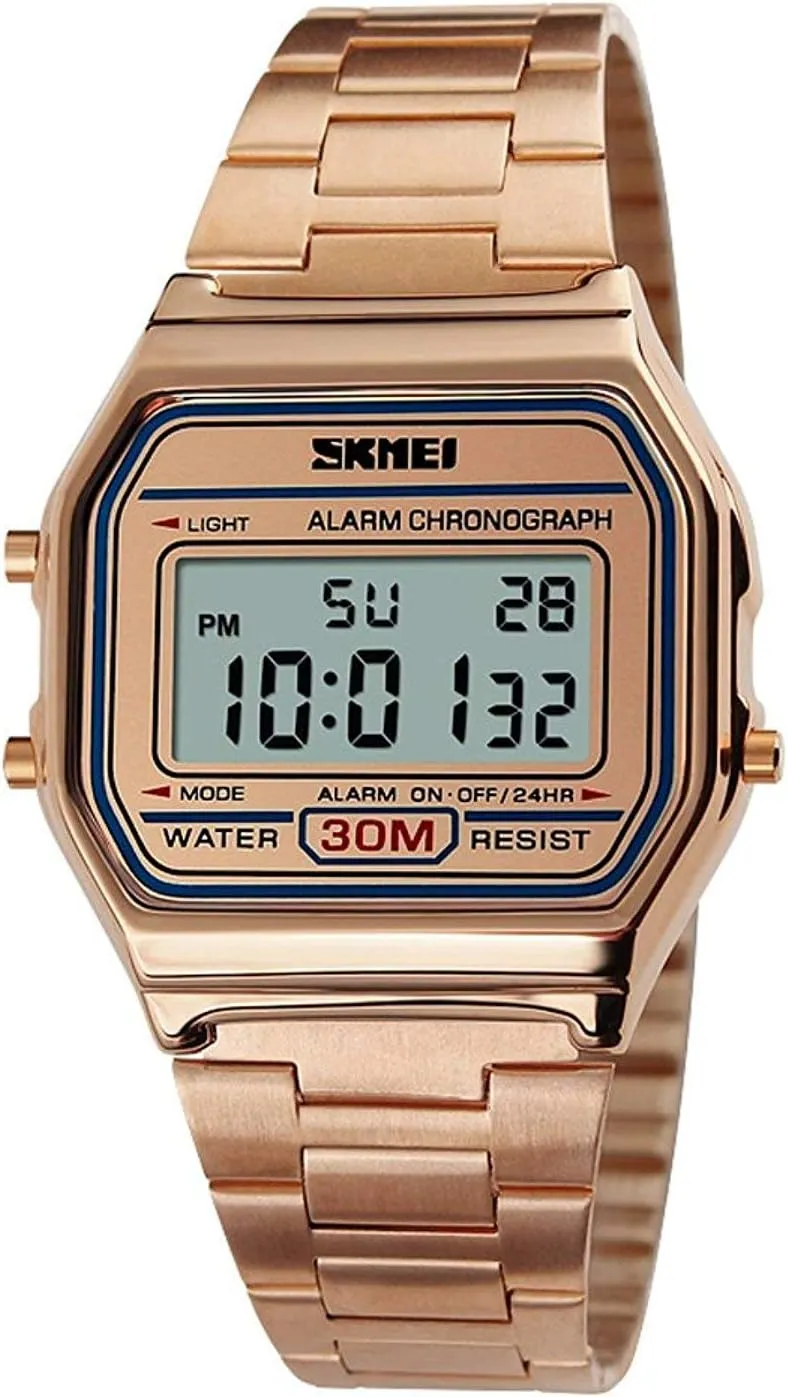 Digital LED oblivious retrieval Fashion Sports Watches Luxury Full Steel Square Men Or Women Electronic Wrist Watches MASTOP Unisex 