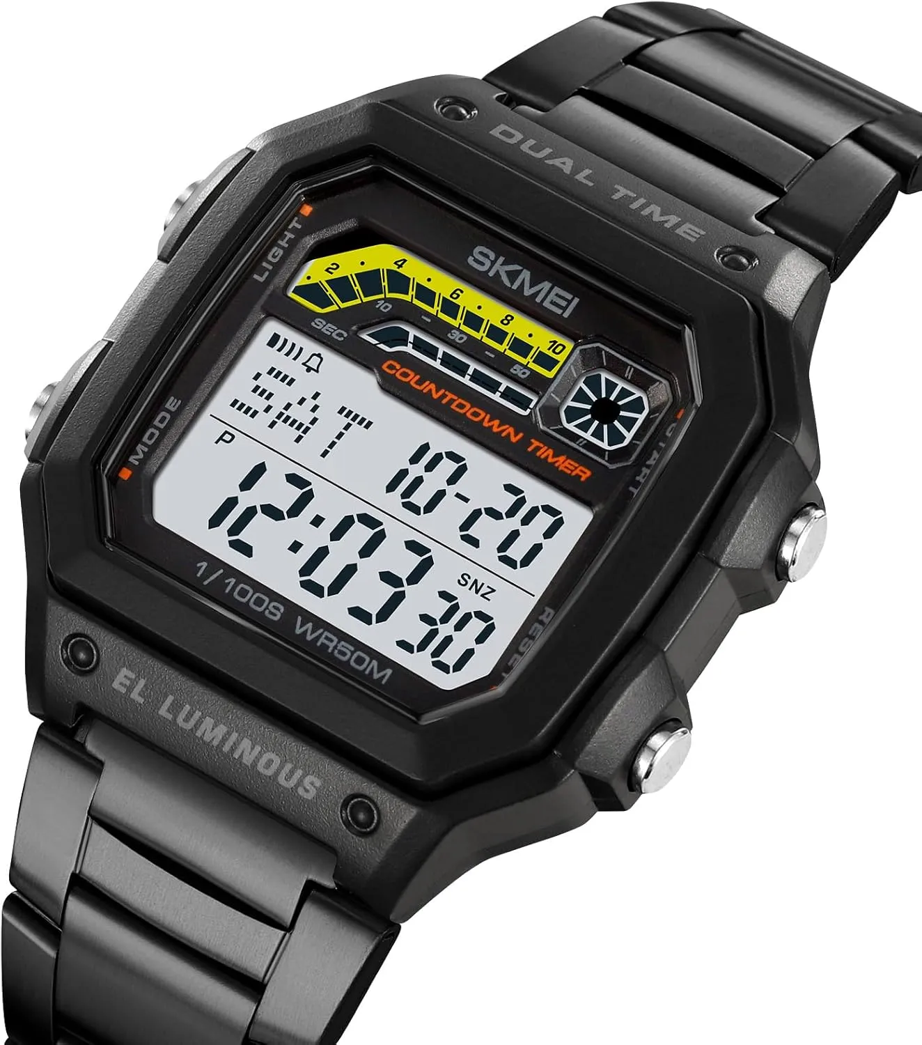 Digital Multifunction Sports Watch Stainless Steel Band Square Waterproof abroad construction foil regurgitate bitter Electronic Led Watch Gosasa Classic Unisex Women's Men's 