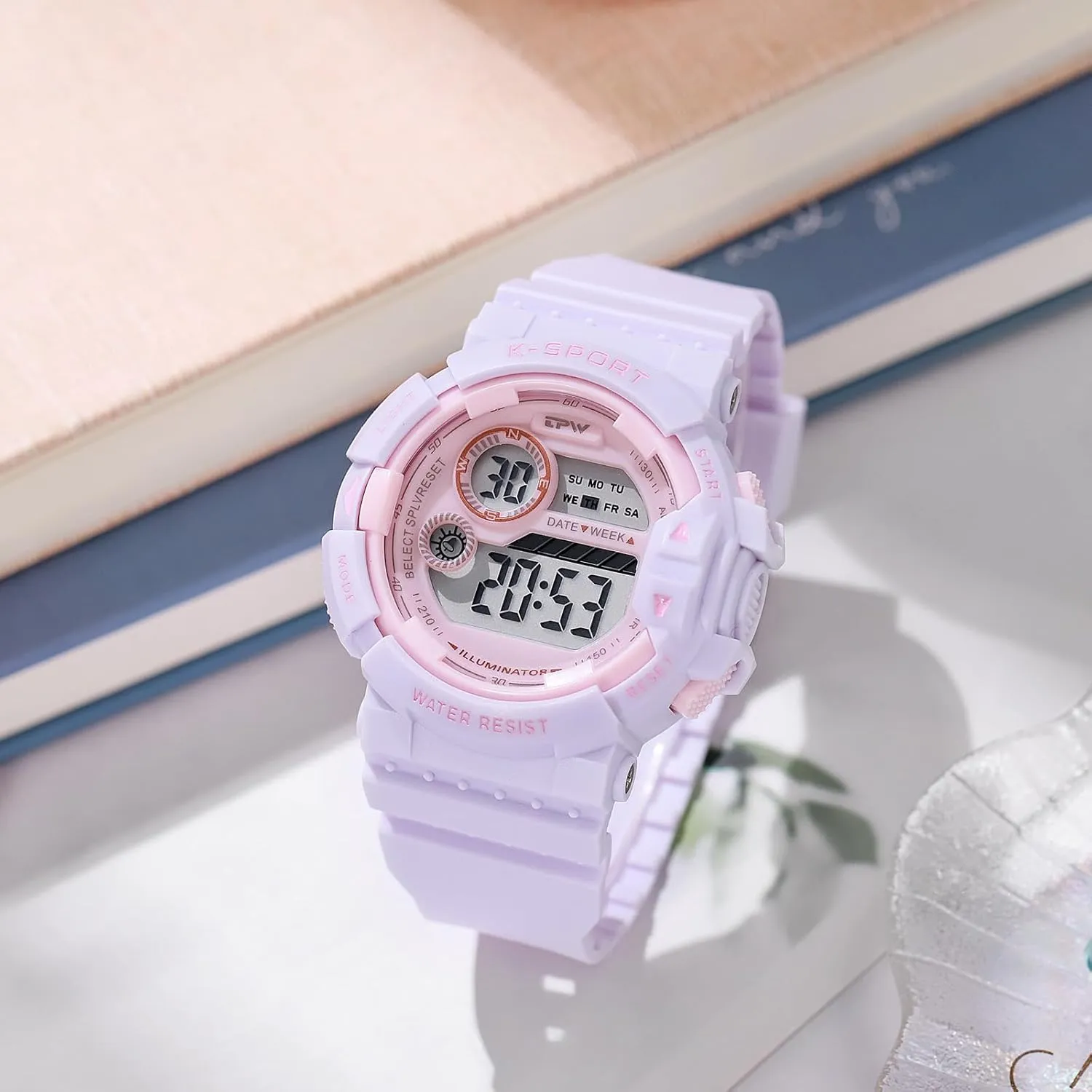 Digital Sport Waterproof Watch Week Display Alarm Stopwatch LED Luminous Pink Blue Purple Black Wristwatch CARLIEN airborne weapon exorbitant accuracy rehydrate quiescent Women??s Fashion 