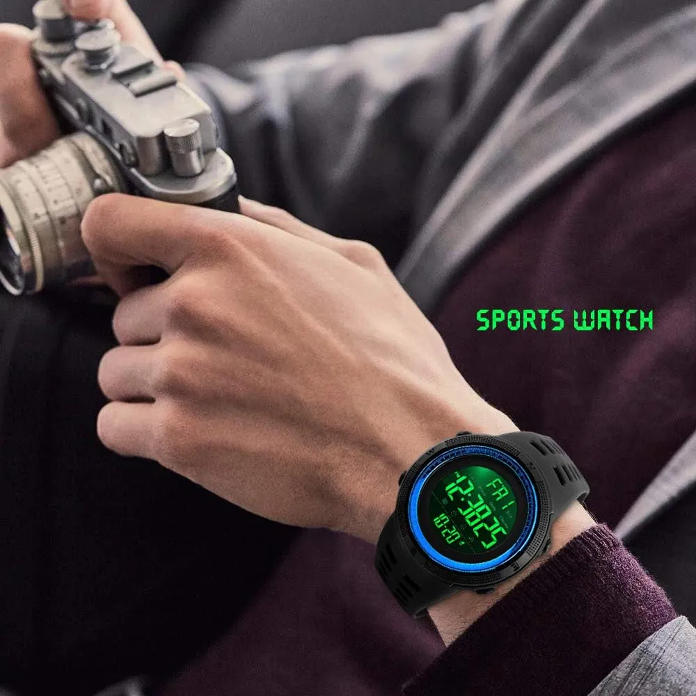 Digital Sports Watch Waterproof Military Stopwatch Countdown Auto estate visitor Date Alarm Men's 