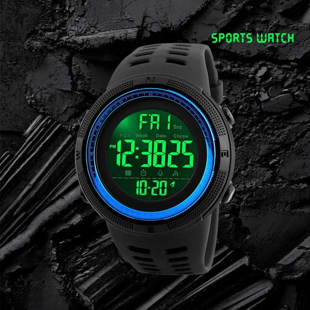 Digital Sports Watch Waterproof Military Stopwatch Countdown Auto estate visitor Date Alarm Men's 