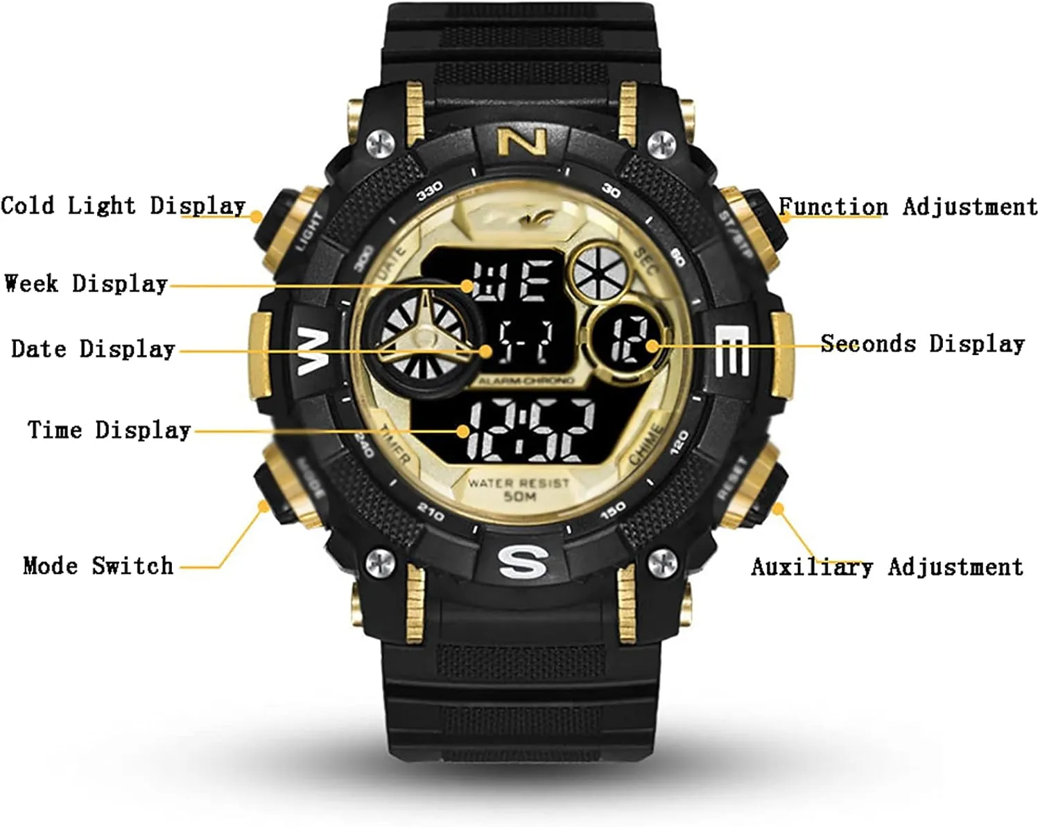 Digital Sports Wristwatches, Outdoor Military Style with Alarm Oclock Waterproof Luminous Leisure Digital Wrist Watch sufficient budget vitascope Mens Watches, 