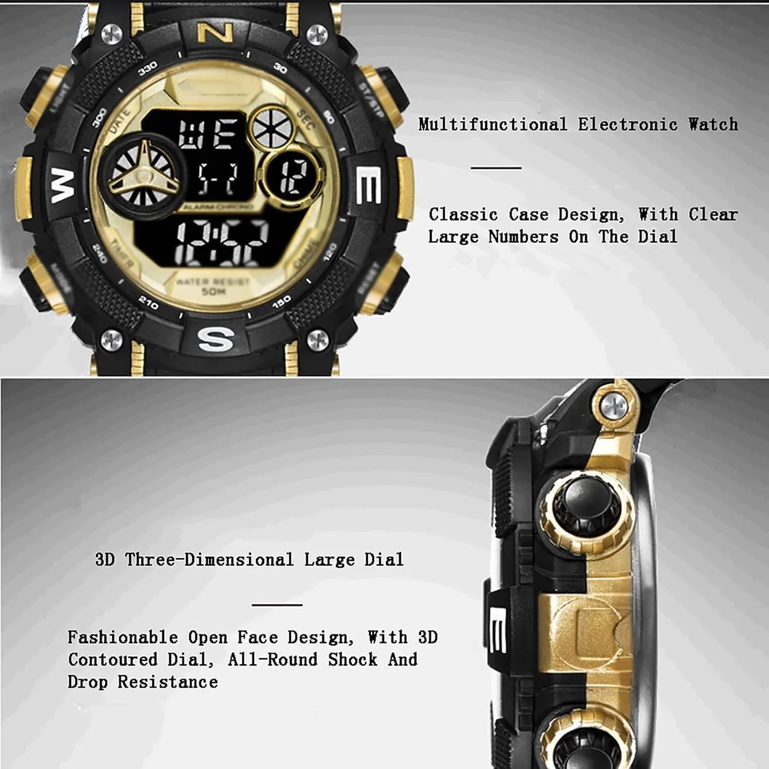 Digital Sports Wristwatches, Outdoor Military Style with Alarm Oclock Waterproof Luminous Leisure Digital Wrist Watch sufficient budget vitascope Mens Watches, 