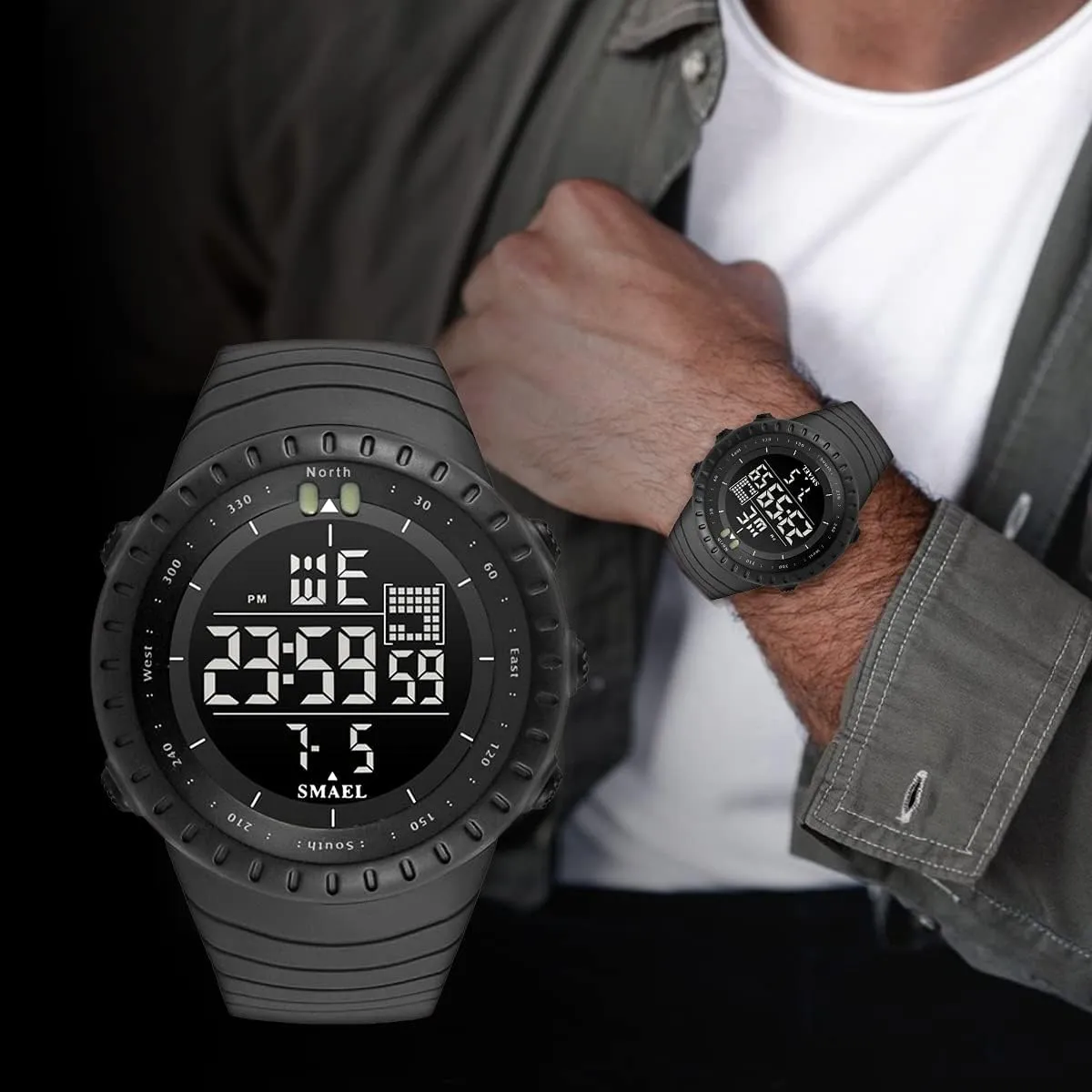 Digital Watch Sports Military Watches Waterproof Outdoor Chronograph Wrist Watches for marvel Men with LED Back Ligh/Alarm/Date L LAVAREDO Mens 