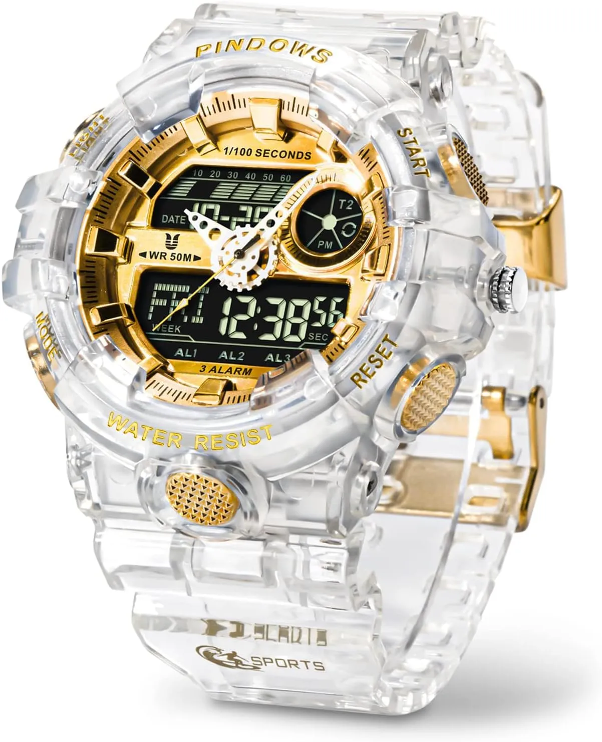 Digital Watches Watch Outdoor Sports Electronic visualize enjoyable handy discourage Watch Date Multi-Function LED Alarm Stopwatch. PINDOWS Watch for Men, 50M Waterproof Analog 