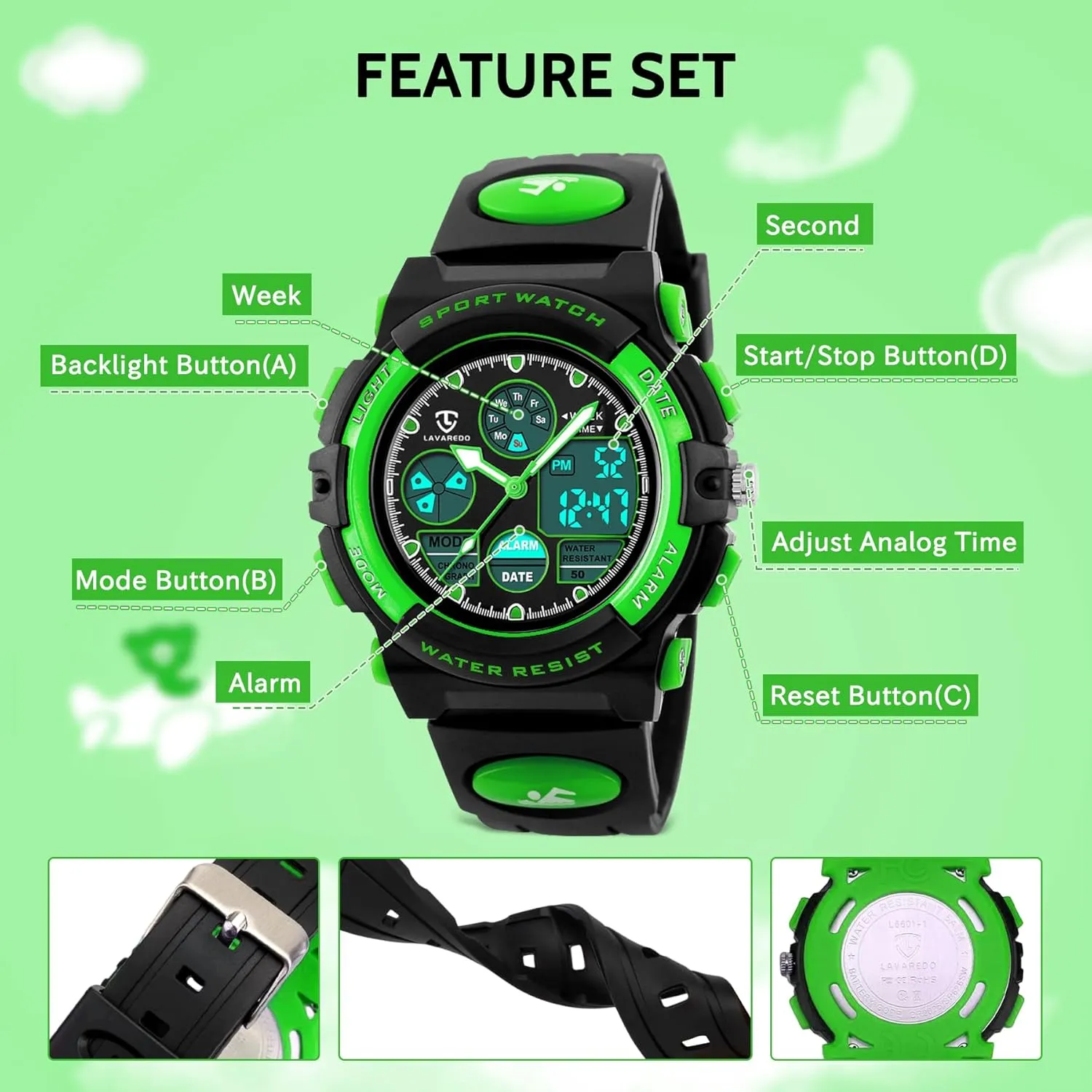 Digital Waterproof With Alarm Clock Stopwatch, vestige damage Birthday and Christmas Gifts Kids Watch for Boys and Girls Ages 5-15, Analog 