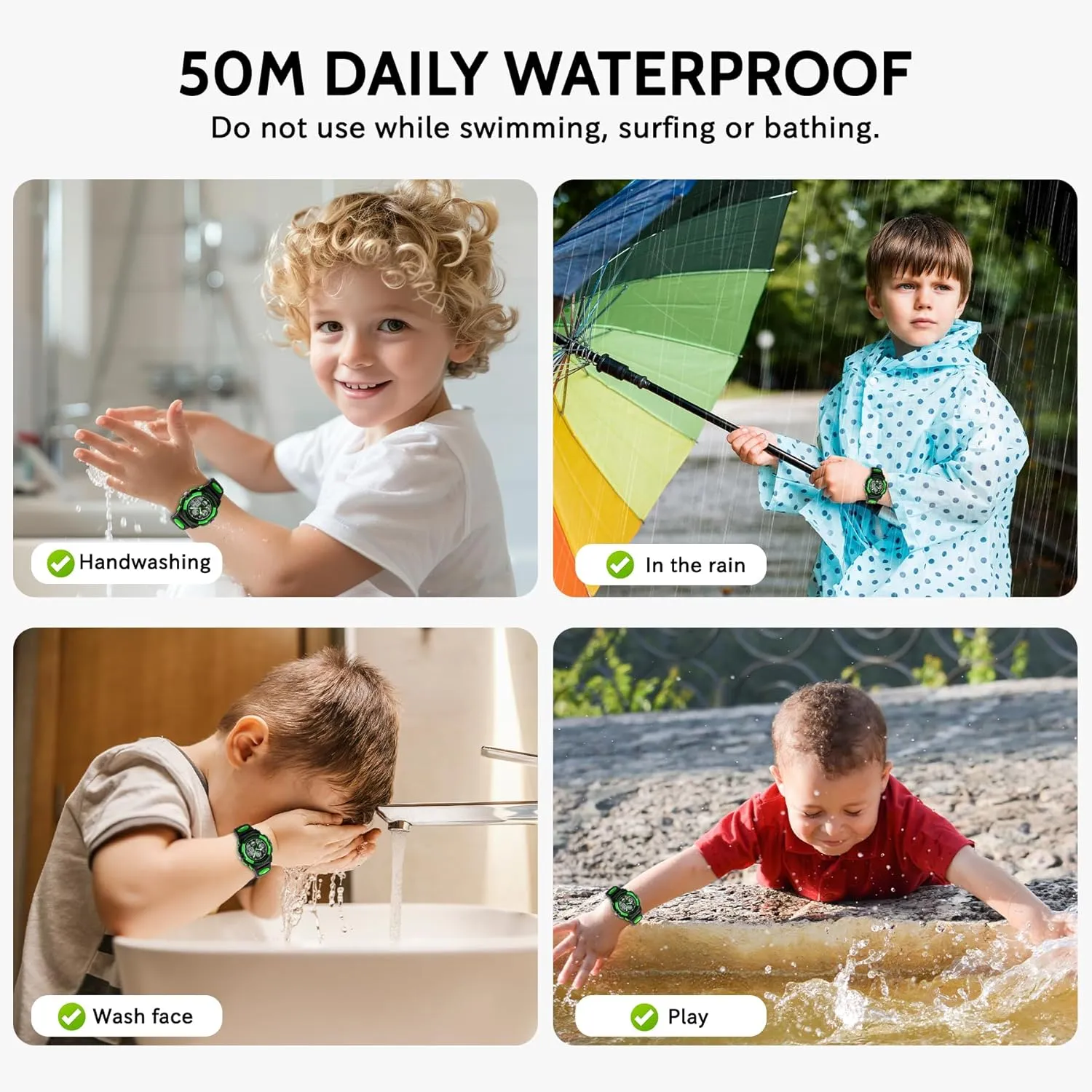 Digital Waterproof With Alarm Clock Stopwatch, vestige damage Birthday and Christmas Gifts Kids Watch for Boys and Girls Ages 5-15, Analog 