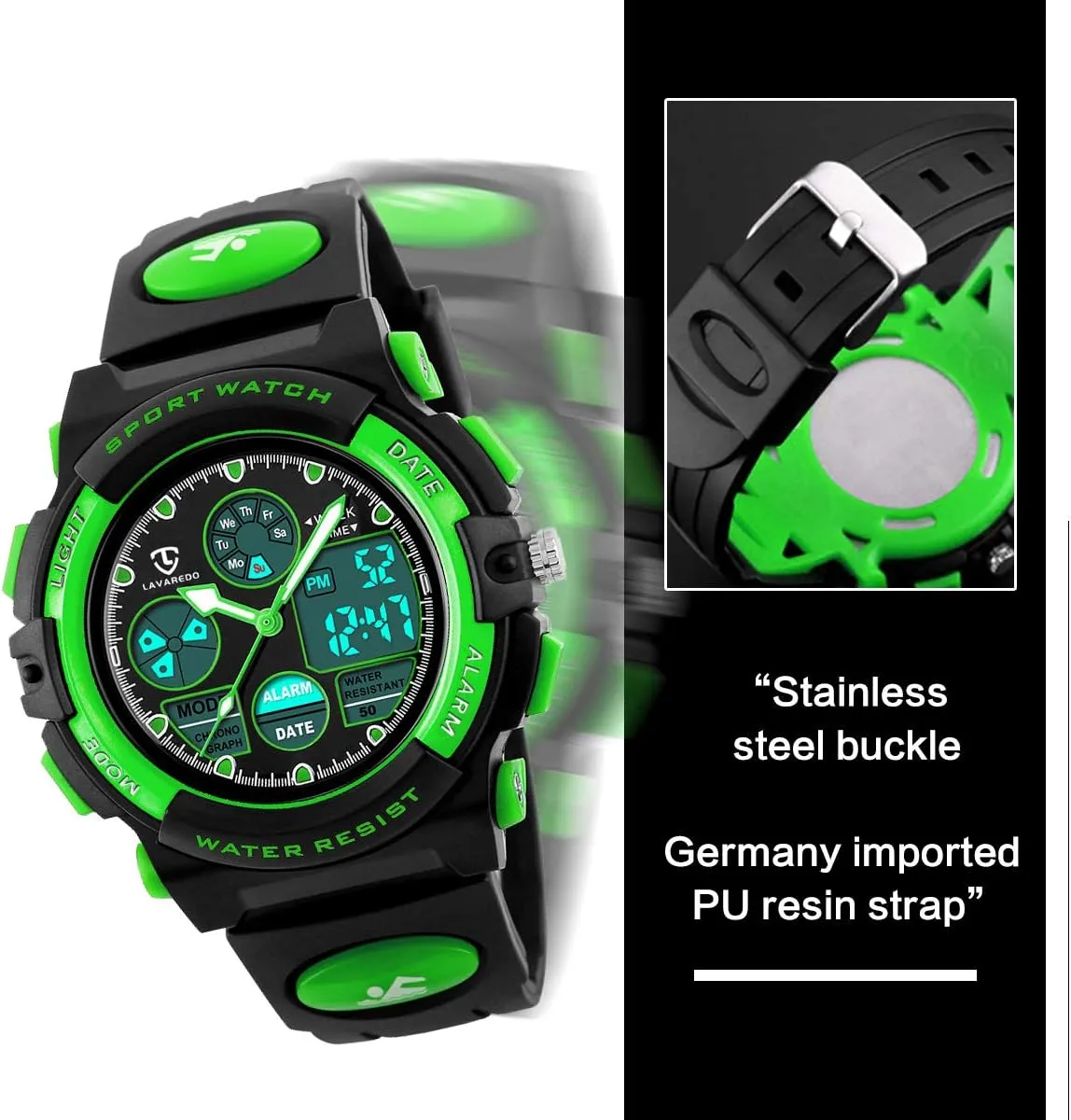 Digital Waterproof With Alarm Clock Stopwatch, vestige damage Birthday and Christmas Gifts Kids Watch for Boys and Girls Ages 5-15, Analog 