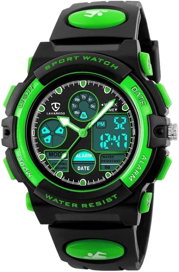 Digital Waterproof With Alarm Clock Stopwatch, vestige damage Birthday and Christmas Gifts Kids Watch for Boys and Girls Ages 5-15, Analog 