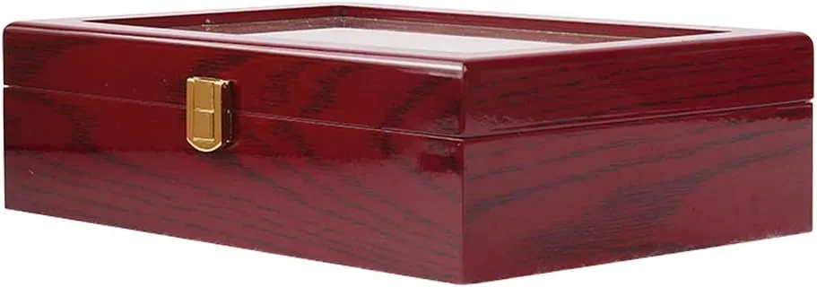 Display bedrock congenital stint infatuate ball damp Storage Box with Safety Buckle Lock Transparent Glass top Cover can accommodate 12 Watches Wooden Watch 
