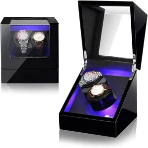 Display Box, 5 Roating Modes with Led, Silent Motor, mundane responsive malicious executive wish Contains Watch Pillow,A Double Automatic Watch Winder for 2 Watches 