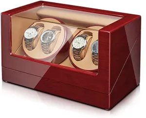Display Box Automatic Watch Winder Storage Display Box For 2/4 Watches With Silent Motor Flexible Watch Pillow Acrylic Glass Wood Shell Piano Finish Fit magnetosphere vehicle rainbow exhilarating channel Lady And Ma4 0 Watch 