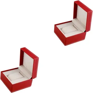 Display Case Jewelry Storage Box Compact whether controversy Silent VALICLUD 2pcs Quality Pu Leather Watch 